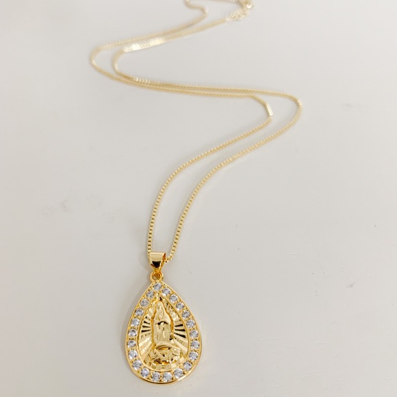 Tear Drop Lady Guadalupe Necklace |14k Gold Filled - Picture 2 of 8